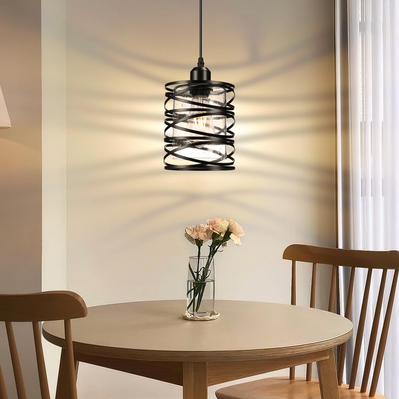 Glitnous Pendant Lights Kitchen Island 3 Pack, Black Hanging Kitchen