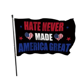Human Rights Flag Liberal Flag Black Matrix Banner Hate Never Made America Great 3x5 FT Double Sided Democracy Decoration Indoor/Outdoor Decorations