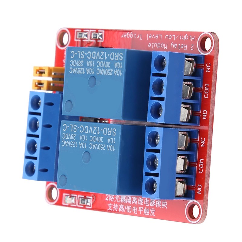 2-Channel Relay Module with Optocoupler Isolation High and Low Level