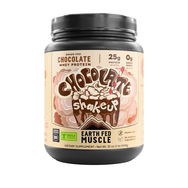 Earth Fed Muscle Chocolate Shakeup Grass-Fed Whey Protein Powder 2lb
