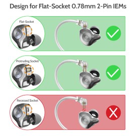 Cubilux Cable de Auriculares 3.5mm 2 Pines 0.78mm con Micrófono Boom Desmontable, Repuesto de Cable IEM con Alambre OFC Chapado en Plata para Música, PC, Gaming y Streaming, 1.2m
