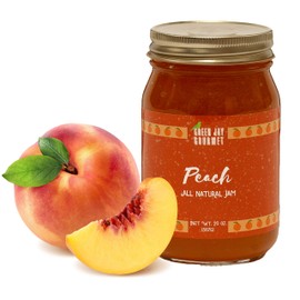 Green Jay Gourmet Peach Jam - All-Natural Fruit Jam with Peaches & Lemon Juice - Vegan, Gluten-free Jam - Contains No Preservatives or Corn Syrup - Made in USA - 20 Ounces