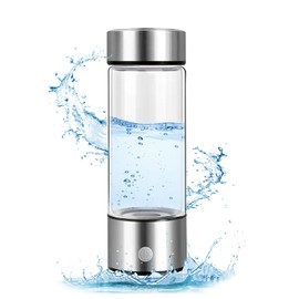Wasserstoff Wasserflasche, 420 ml wiederaufladbar tragbarer Wasserstoff-Wassergenerator, Glas-Wasserstoff-Wassermaschine mit SPE- und PEM-Technologie für Zuhause, Reisen, Büro, Fitness, Trinken