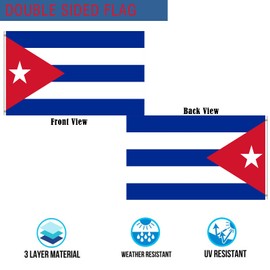 Republic of Cuba Cuban Flag 2x3 Outdoor Double Sided- Heavy Duty 3ply Cuban National Flags Super Durable Flags 2 Rows Stitched Edge Canvas Header with 2 Brass Grommets