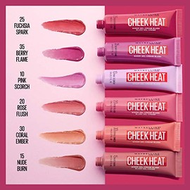Maybelline Cheek Heat Gel-Cream Blush, lightweight, Breathable Feel, Sheer Flush Of Color, Natural-Looking, Dewy Finish, Oil-Free, Face Makeup, Rose Flush, 0.27 Fl Oz