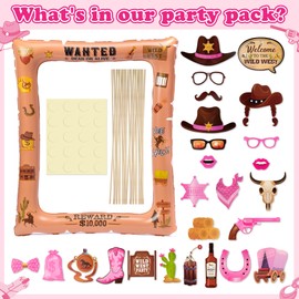 E1mity Wild West Party Photo Booth Props Selfie Frame Party Decorations Kit