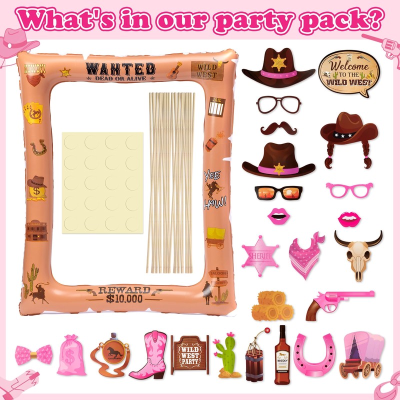 E1mity Wild West Party Photo Booth Props Selfie Frame Party