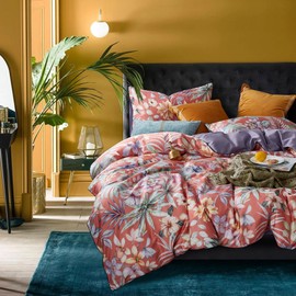 EAVD Vintage Style Floral Comforter Set King Pink Fluffy Soft Microfiber Chic Shabby Garden Floral Bedding Set with 2 Pillowcases Botanical Comforter Set for All-Season