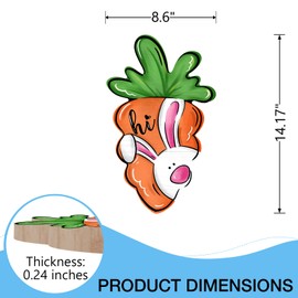 Deroro Easter Carrot Bunny Hi Front Door Sign, Cute Rabbit Wood Door Hanger Outdoor Outside Porch Decor, Spring Farmhouse Wooden Wreath Indoor Wall Hanging Decoration