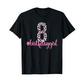 Eight 8th Birthday Girl Outfit Pink Leopard Animal Print T-Shirt