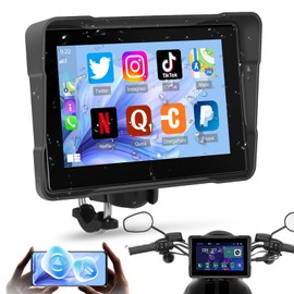 Portable Carplay Screen for Motorcycle, Wireless CarPlay & Android Car for Motorcycle, 5 Inch IP67 Waterproof Touchscreen Motorcycle, Dual Bluetooth, Support EQ, GPS