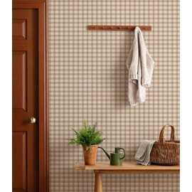 YXTII Plaid Wallpaper Peel and Stick 17.3"×78.7", Striped Farmhouse Wallpaper Self Adhesive Removable Wallpaper Contact Paper for Bedroom Wall Paper Shelf Drawer Liner