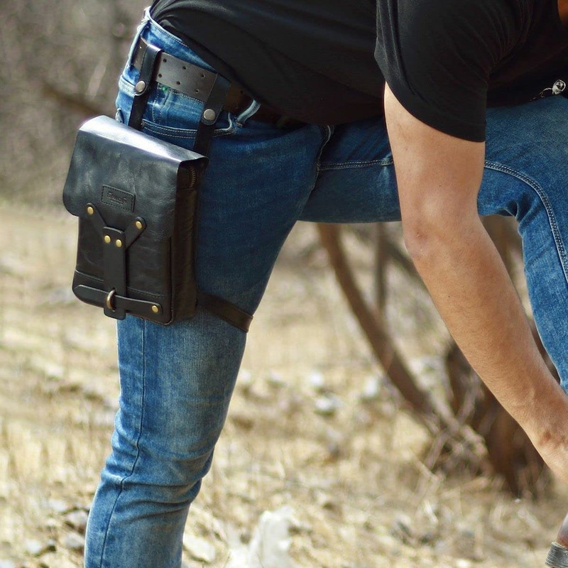 Trip Machine THIGH BAG Motorcycle Leg Bag Pouch (Black)