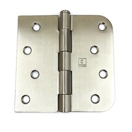 Hager Brass Door Hinge 1543 4 x 4 US15 Satin Nickel, 1 Leaf Square Corners, 1 Leaf 5/8" Radius Corners, Full Mortise, Residential - 2 per Box