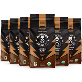 Death Wish Coffee, Medium Roast Ground Coffee, 6 pack