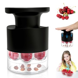 Cherry Pitter Multiple, Quick Release Multi Cherries Stoner Pitter 7-in-1, Push Button Cherr'y Core Pit'ter Tool with Splatter Protector, Pit Seed Remover for Making Jam Cherry Dishes (Black-7-Hole)