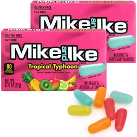 Mike and Ike Tropical Typhoon Candy, 2 Pack of Candy Boxes 0.78OZ Each, Ideal Mike and Ike Candy for Your Favorite Films, Perfect Candy for Sharing with Friends