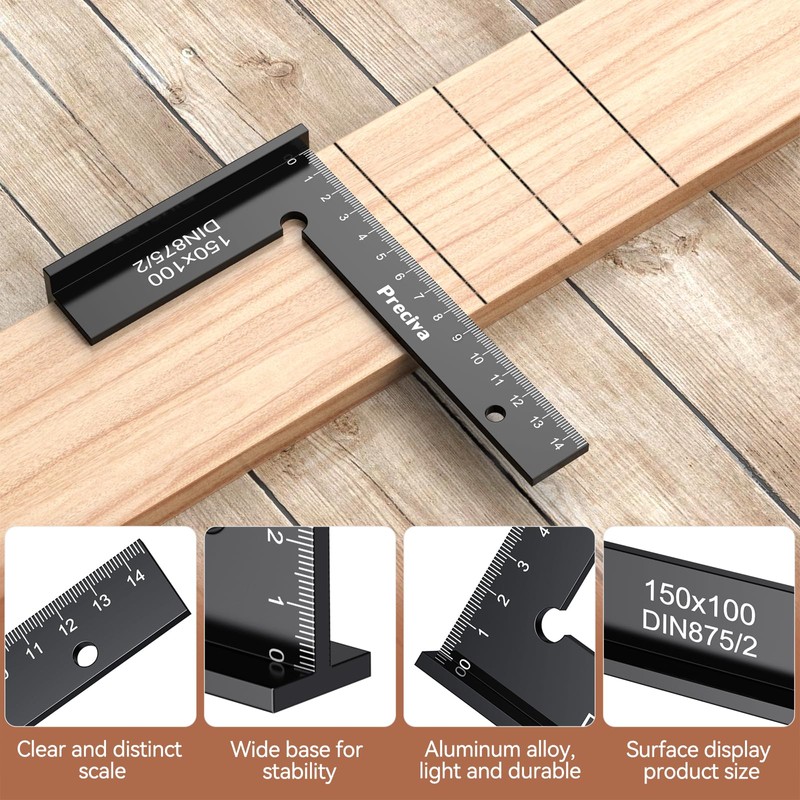 150x100mm Precision Right Angle Positioning Block, Preciva Aluminium Square, Layout