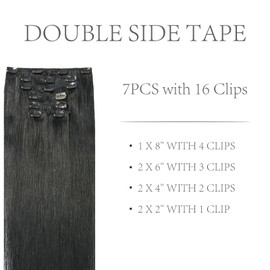 FoxFace Clip in Hair Extensions Real Human Hair,Natural Black 120g 7pcs 20 Inch,Remy Human Hair Extensions Seamless Clip ins for Women