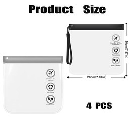 4Pcs TSA Approved Liquid Bags Leak Proof Liquid Bags,Clear Travel Toiletry Bag,TSA Approved Quart Size Waterproof Liquids Bag,TSA Approved Liquids Bags Clear Toiletry Bags,Toiletry Bags