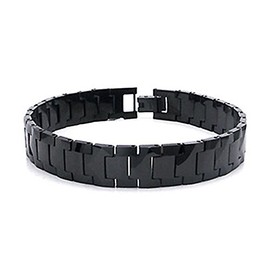 Black Tungsten Carbide 10MM Men's Link Bracelet Sz 7.5"