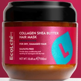 Mascarilla de colágeno de manteca de karité para el cabello, reparación profunda, colágeno, manteca de karité, tratamiento capilar para cabello seco y dañado, todo tipo de cabello, 18.6 oz 18.6 fl oz