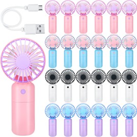 Woanger 24 Pcs Mini Handheld Fan Bulk 3 Speed Small Personal Portable Fan Powerful Eyelash Necklace for Wedding Travel Office Home Summer Party(White, Pink, Blue, Purple,3 Speed)