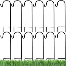 Ashman Shepherd's Hooks 25 Inch (12 Pack), Black, Made of Premium Metal for Hanging Solar Lights, Bird Feeders, Mason Jars, Christmas Lights, Lanterns, Garden Stakes and Wedding Décor