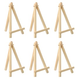 PATIKIL 6.3" Mini Wooden Easel Stand, 6 Pack Table Use Adjustable Triangle Holder for Displaying Photos, Card, Canvases, Wedding, Wood Color