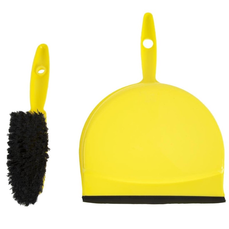 Jantex Soft Dustpan and Brush Set, Yellow, 220mm Wide, Colour