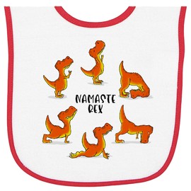 inktastic Namaste Rex Yoga Master Baby Terry Cloth Bib White and Red 3c759
