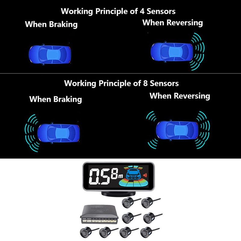 KACEPAR Car Reverse Backup Radar System Parking Sensor Kit, Alarm