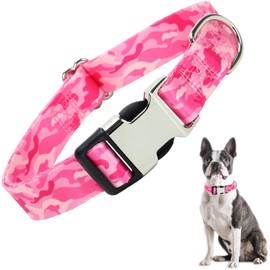 Dog Collars for Small Dogs with Bow Tie, Pink Camo Dog Collar Adjustable Soft Nylon Pet Collars for Dogs Cats XS Small Medium Large Medium (Pink Camo S)