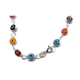 MYSTIC JEWELS by Dalia – Silver Evil Eye Bracelet – 19 cm (MultiColour)