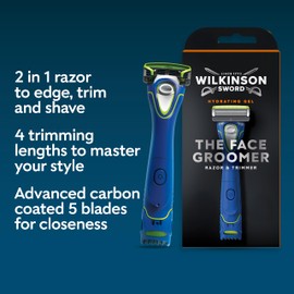 Wilkinson Sword The Face Groomer - Rasoio da uomo e rasoio da barba, 2 in 1, strumento a doppia faccia, 4 ricariche per rasoio