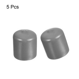 sourcing map 5pcs Rubber End Caps Protective Caps 28mm ID Vinyl PVC Round Tube Bolt Cap Cover Screw Thread Protectors Light Gray