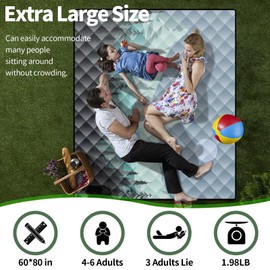 memKiya Picnic Blankets 60x80 Sand Repellent Water Resistant Padded Couples Beach Blanket Backseat Covers Campers Europe Travel Trailer Equipment Outdoorsy Birthday Gift for Girlfriend Teen Kids boss