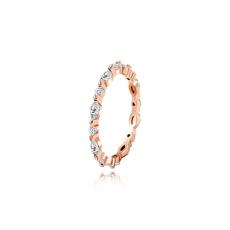 Rose Gold Plated 925 Sterling Silver CZ Simulated Diamond Stackable