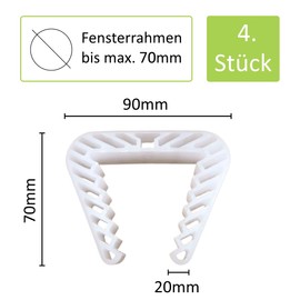 FeJu Window Clamps | Pack of 4 in White | 70 x 90 mm | Plastic Window Clamp, Window Open Holder, Window Tilt Protection, Window Stopper for Ventilation