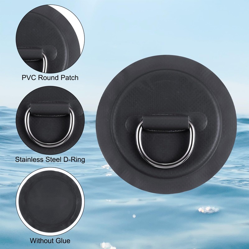 PATIKIL D-Ring Patch, 6 Pcs Stainless Steel D-Ring PVC Patch