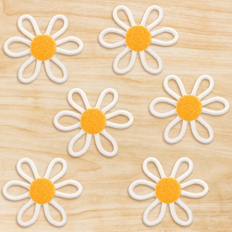 Zeyune 6 Pcs Boho Daisy Flower Wall Art Decor Boho