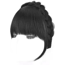 Black Fluffy Fake Hair Band Bangs, Heat Resistant Wig, Trendy Braid Headband Hair Accessories
