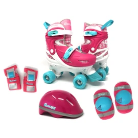 CHICAGO Skates Girls Quad Roller Skates Combo with Protective Gear - Pink/White