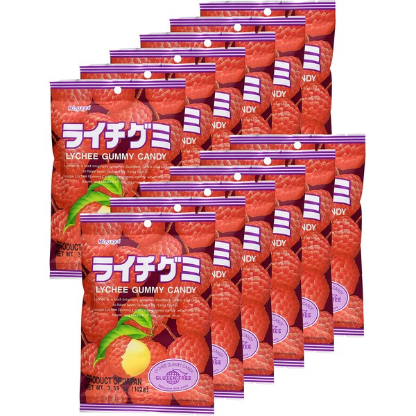 Kasugai Lychee Gummy Candy 3.59oz (12 Pack)
