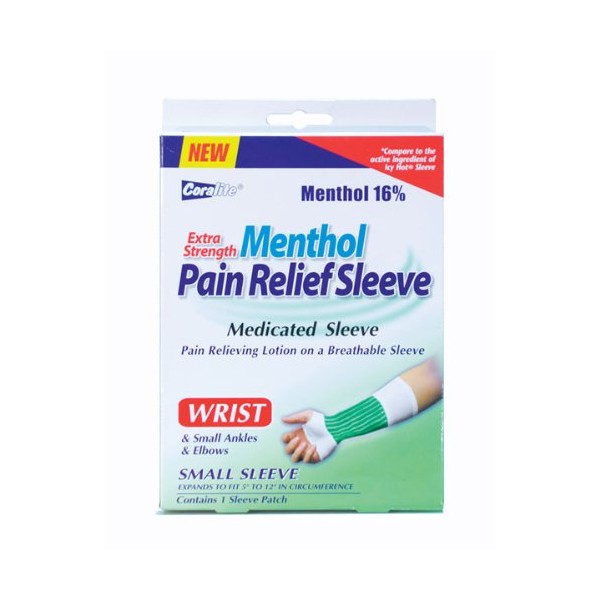 Coralite Pain Relief Wrist Support Sleeve - Extra Strength Menthol Pain Relief Sleeve for Joint Pain Relief and with Muscle Pain Relief, 1 Count (Pack of 24)