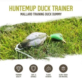 HuntEmUp Tri-Pack (6) 2 inch Plastic Bumpers with Throw Ropes - 2 White, 2 Orange, and 2 B/W - one Mesh Bumper Bag - and one Fowl Dead Mallard Dummy