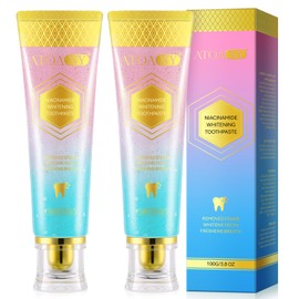 Niacinamide Whitening Toothpaste, 2 Pack Intensive Stain Removal Toothpaste for Yellow Teeth, Gum Care, Fresh Mint & Peach Breath, Tartar Control, Deep Clean for Men and Women, 3.5oz