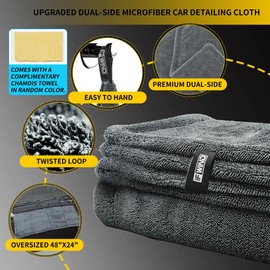 IFWIND 2 Pack Car Drying Towels (48”x24”),Extra Large Double-Twist Pile Drying Towels Car Detailing for Car Care Wash,Car Super Cleaning Supplies Accessories kit,Ultra Absorbency