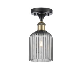 Ballston - Bridal Veil - 1 Light 5" Semi-Flush Mount - Black Antique Brass Finish - Light Smoke Shade