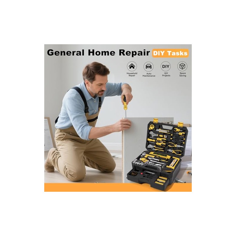 328 Piece Tool Kit for Home,Hand Repair Tool Set,Toolbox Storage